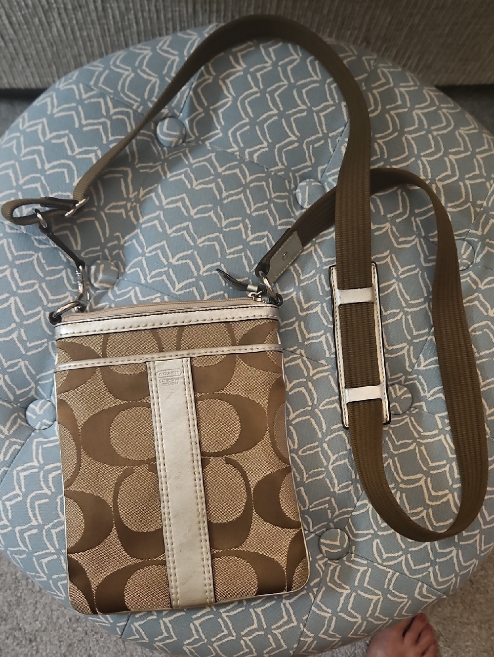 Coach Brown Signature Crossbody with Ivory Trim